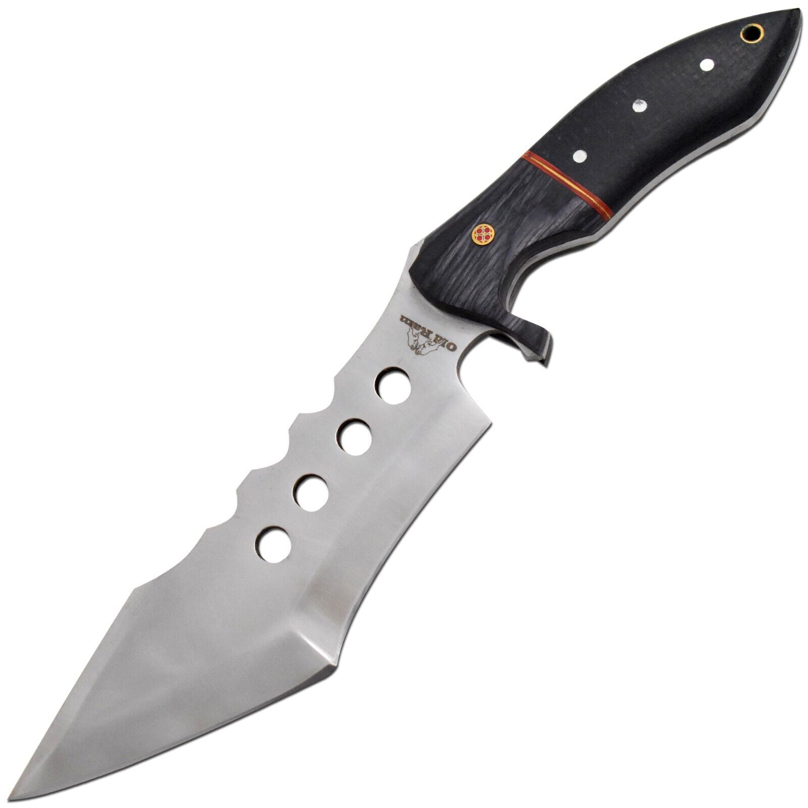 12.5'' Bowie Knife Full-Tang Fixed Blade Wood Handle w/Leather Sheath