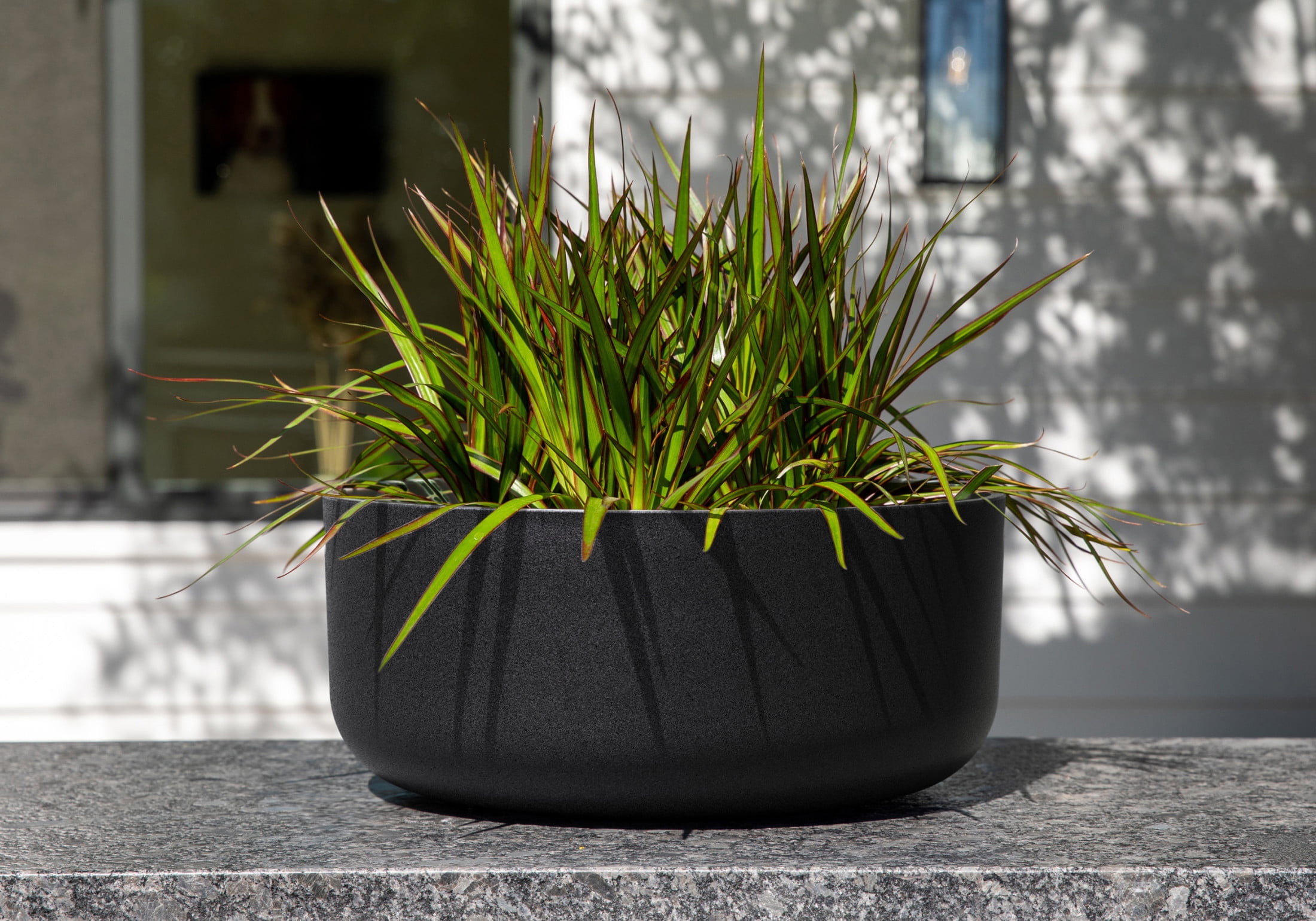 Veradek Mason Series Kona Bowl 14" Plastic-Stone Planter 2-Pack Black