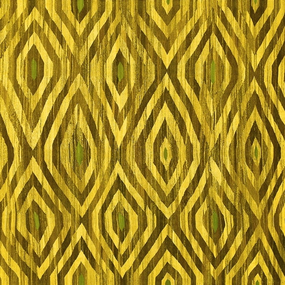 Ahgly Company Machine Washable Indoor Square Southwestern Yellow Country Area Rugs, 3' Square