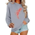 thumbnail image 2 of SELONE Long Sleeve Shirt Women Valentine Heart Print Holiday Pullover Crewneck Tops Loose Sweatshirt Gray M, 2 of 6