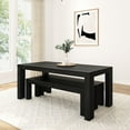 thumbnail image 4 of Plank+Beam Modern Dining Table Set with 2 Benches, Solid Wood Kitchen Table for Dining Room/Kitchen, Seats 6, 72", Black Wirebrush, 4 of 8