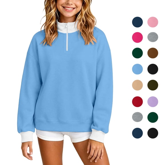 Kids Half Zip Sweatshirt Trendy Mock Neck Long Sleeve Pullover Tops Loose Fit Casual Sweatshirt for Boys and Girls Sizes 3-14Y