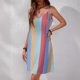 thumbnail image 3 of Vestido de Verano de las Mujeres Color Bloque Raya Eslinga Suelta sin Mangas Cuello en V, un Estilo de Línea para el Uso Diario, Casual Y Primavera, 3 of 7
