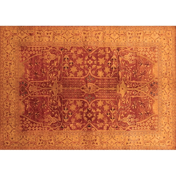 Ahgly Company Indoor Rectangle Oriental Orange Industrial Area Rugs, 8' x 10'