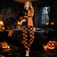 thumbnail image 5 of Halloween Pajamas, Family Pajamas Matching Sets, Halloween Matching Family Pajamas Black Orange Skeleton Print Long Sleeve 2 Piece Pj Set Spooky Sleepwear Nightwear Loungewear Gothic Family Photos, 5 of 5