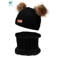 thumbnail image 2 of Deago Infant Toddler Winter Hat Scarf Set for Baby Girl Knitted Warm Fleece Lined Skiing Cap Lovely Pompom Kids Beanie 6-36 Months (Black), 2 of 7