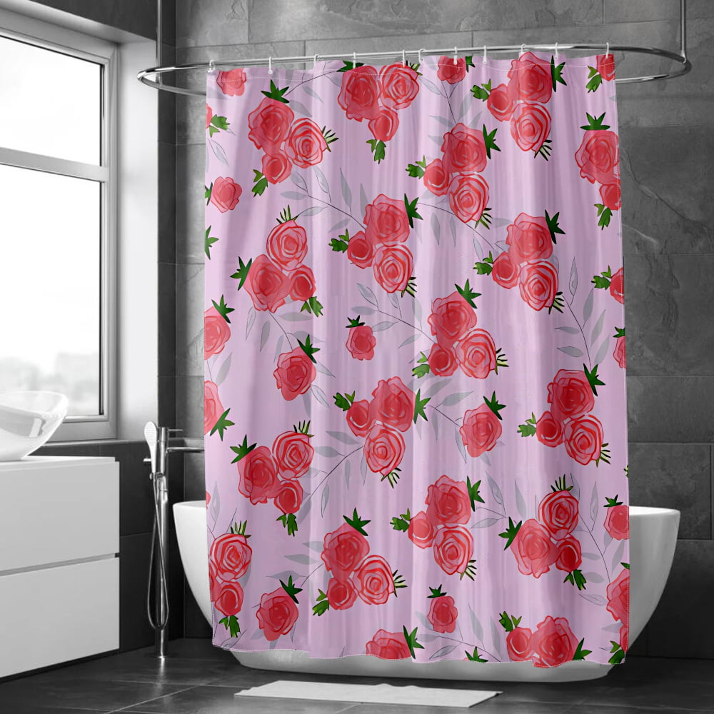FABOTD Floral Shower Curtain Set Peach-Colored Shower Curtains for ...