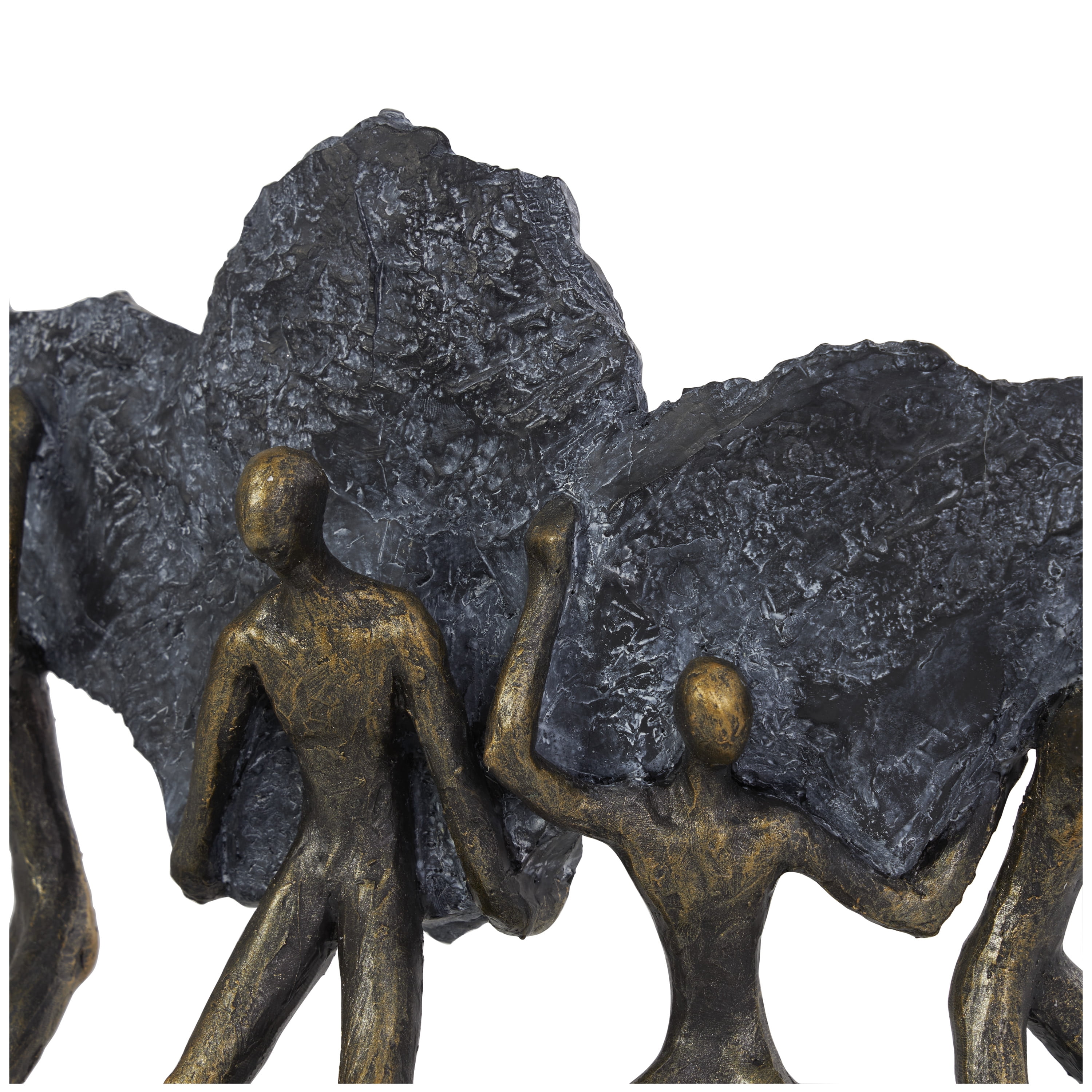 13" x 11" Bronze Polystone Carrying Stone People Sculpture, by DecMode