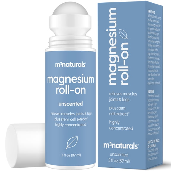M3 Magnesium Roll-On – Fast-Acting Relief for Muscle Cramps, Joint Discomfort & Soreness – Infused with Arnica & Essential Oils – Easy Application for Neck, Back, Feet & Hands – 3 fl. oz.