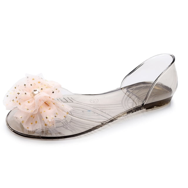 Sandalias de cristal informales para mujer a la moda, zapatos de gelatina, sandalias planas con flores de encaje Wmkox8yii shjk4399