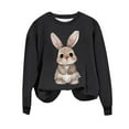 thumbnail image 4 of Penkiiy Chemises de Pâques pour Femmes 2024 Manches Longues Mignon Lapin Col Rond Chandail en Molleton Graphique Lapin Décontracté Été Blouse Tunique Hauts TG Noir, 4 of 6