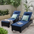 thumbnail image 2 of 3 Pcs Patio Chaise Lounge with Coffee Table Cushion&Pillow Outdoor Lounge Chair Chaise Lounger Patio Reclining Chair 5 Angle Adjustment PE Rattan for Courtyards Poolside Garden, 2 of 10