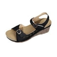thumbnail image 2 of Viluyesy Women's Wedge Sandals, Soft Sole Adjustable Buckle Open Toe Comfortable Fashion Shoes Black 6, 2 of 8