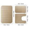 thumbnail image 4 of 3 Pcs Memory Foam Bath Mats Soft Absorbent Bathroom Rugs,Machine Washable Easy to Clean,Light Brown, 4 of 9