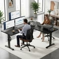 thumbnail image 2 of Legooin 63x55 inch L-Shaped Standing Desk with Power Strip, Height Adjustable Computer Desk for Multi-Device Setup, with Headphone Hook and Cable Management, for Home Office Dorm, Black, 2 of 9