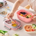 thumbnail image 4 of Portable Lunch Box Compartment Wheat Straw Bento Carrying Handle Box Reusable Tableware Containers Meal Snack Food Containers, 4 of 9
