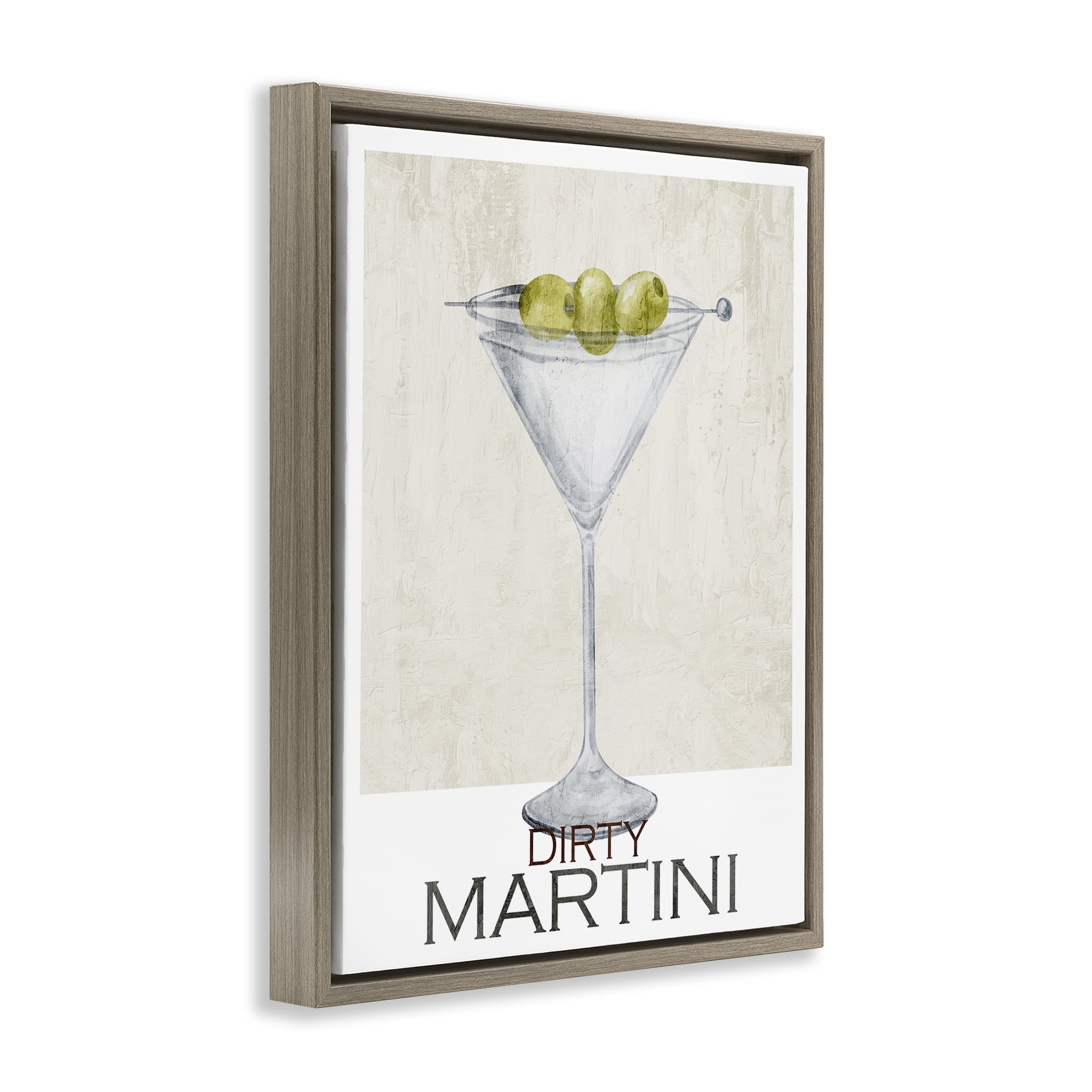 Stupell Industries Dirty Martini Olives Brown Framed Floater Canvas Wall Art, design by Kim Allen