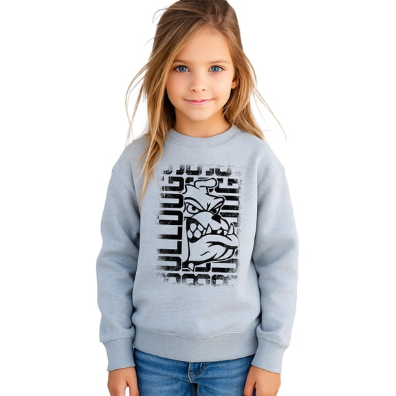 Bulldogs Mascot Unisex Sweatshirt for Adults, Teens, & Kids School Sports Team Pride Sweater Gray Sweatshirt Youth XS
