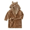 thumbnail image 2 of Kids Baby Boys Girls Hooded Warm Flannel Towel Robe Bathrobe Soft Pajamas Sleepwear Brown 7-8 Years, 2 of 3