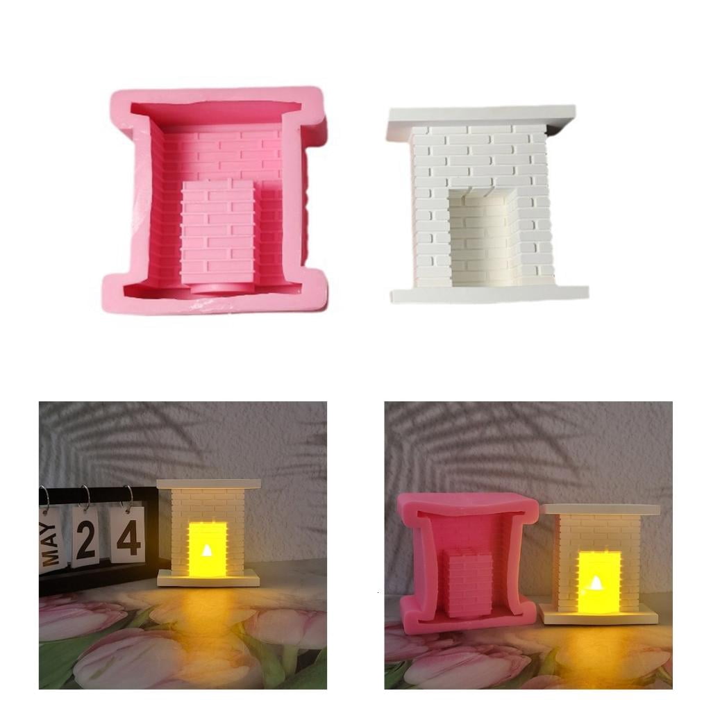 Candle Holder Silicone Mold European Fireplaces Candlestick Cement Plaster Craft Mould DIYs Resin Candle Stand Hom