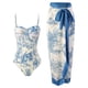 thumbnail image 1 of WILLBEST Trajes de Baño Para Mujer, 2 Piezas, Estilo Europeo, Ajustados y Ajustados, Retro, Para Playa, Protector Solar, Falda Larga, Conjunto de Dos Trajes de Baño de Aguas Termales Para Mujer, 1 of 8