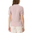 thumbnail image 4 of INSPIRE CHIC Women's Ruffled Button Down Shirt Short Sleeves Solid Work Office Blouse M Pink, 4 of 8
