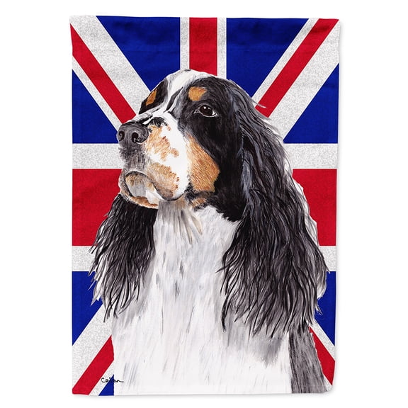 Welsh Springer Spaniel with English Union Jack British Flag Garden Flag