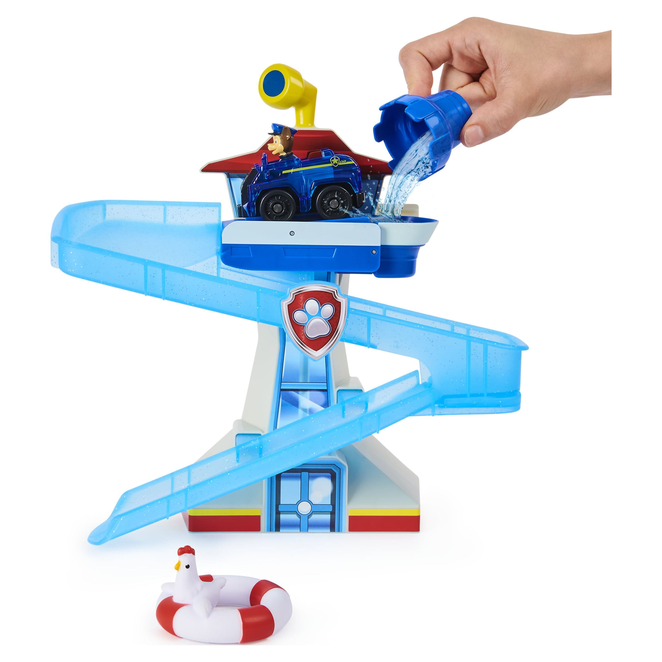 Paw Patrol, Adventure Bay Bath Toy with Chase for 3 Kids Playset Bath Vehicle, and Aged Light-up up