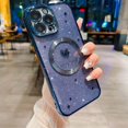 thumbnail image 3 of iPhone 14 Pro Max Magnetic Case, Compatible with MagSafe, Luxury Plating Cute Love Heart Bling Star Phone Case for Women Girls, Soft TPU Full Camera Shockproof Protective Clear Case (Blue), 3 of 15