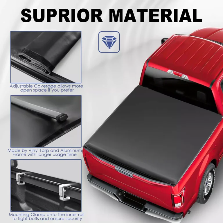 4-Fold Soft Tonneau Cover For 2014-2024 Toyota Tundra 5.5FT Bed - Black, Waterproof 5 thumbnail image