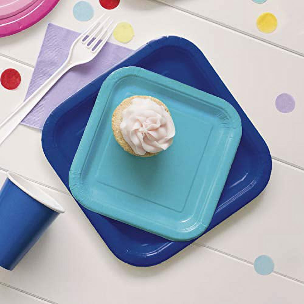 Square Paper Plates, 9 in, Navy Blue, 14ct