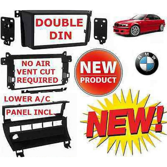 BMW E46 Double Din Car Stereo Radio Installation Dash Kit Bezel A/C RELOCATION
