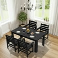 thumbnail image 6 of SERWALL 7-Piece Patio Dining Set, 59" Outdoor Dining Table with Umbrella Hole and 6 Chairs for Garden, Deck, Poolside, Black, 6 of 9