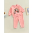 thumbnail image 3 of Biekopu Toddler’s 2Pcs Clothes Set Fashion Rainbow Letter Printed Long Sleeve Tops and Pockets Long Pants, 3 of 8