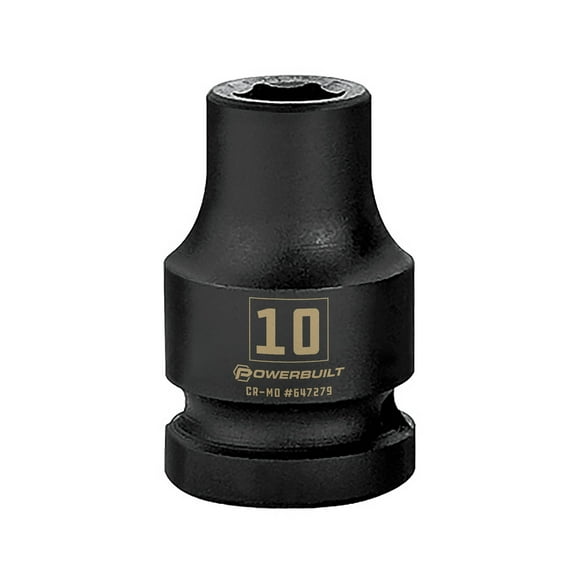 Powerbuilt 1/2 Inch Drive x 10 MM 6 Point Impact Socket - 647279