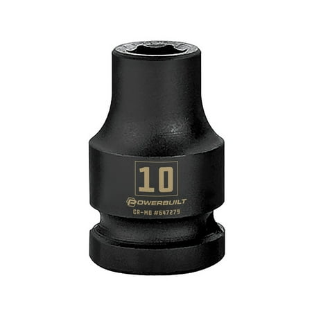 UPC: 0028907370712 | Powerbuilt 1/2 Inch Drive x 10 MM 6 Point Impact Socket – 647279