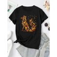 thumbnail image 2 of Camiseta elegante de manga corta con cuello redondo y estampado de zorro para mujer, top informal de verano con un diseño creativo de zorro y hoja, cómoda camiseta de algodón para uso informal, ropa d, 2 of 6