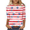 thumbnail image 7 of Gamivast Womens Graphic Tees American Flag Print Crewneck 3/4 Sleeve Summer Tops Casual Tops Abstract Star Sparkle 4th of July Outfits, 7 of 7