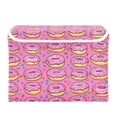 thumbnail image 7 of Yayeee Collapsible Cube Storage Bin with Lid Fabric Closet Decorative Basket with Handles, Pink Doughnuts, 7 of 7
