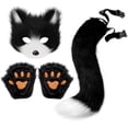 thumbnail image 1 of Conjunto de disfraces de cosplay para fiesta de Halloween, máscara de lobo de zorro falso peludo, pata y cola, accesorios de mascarada de Halloween para niñas y mujeres, 1 of 7