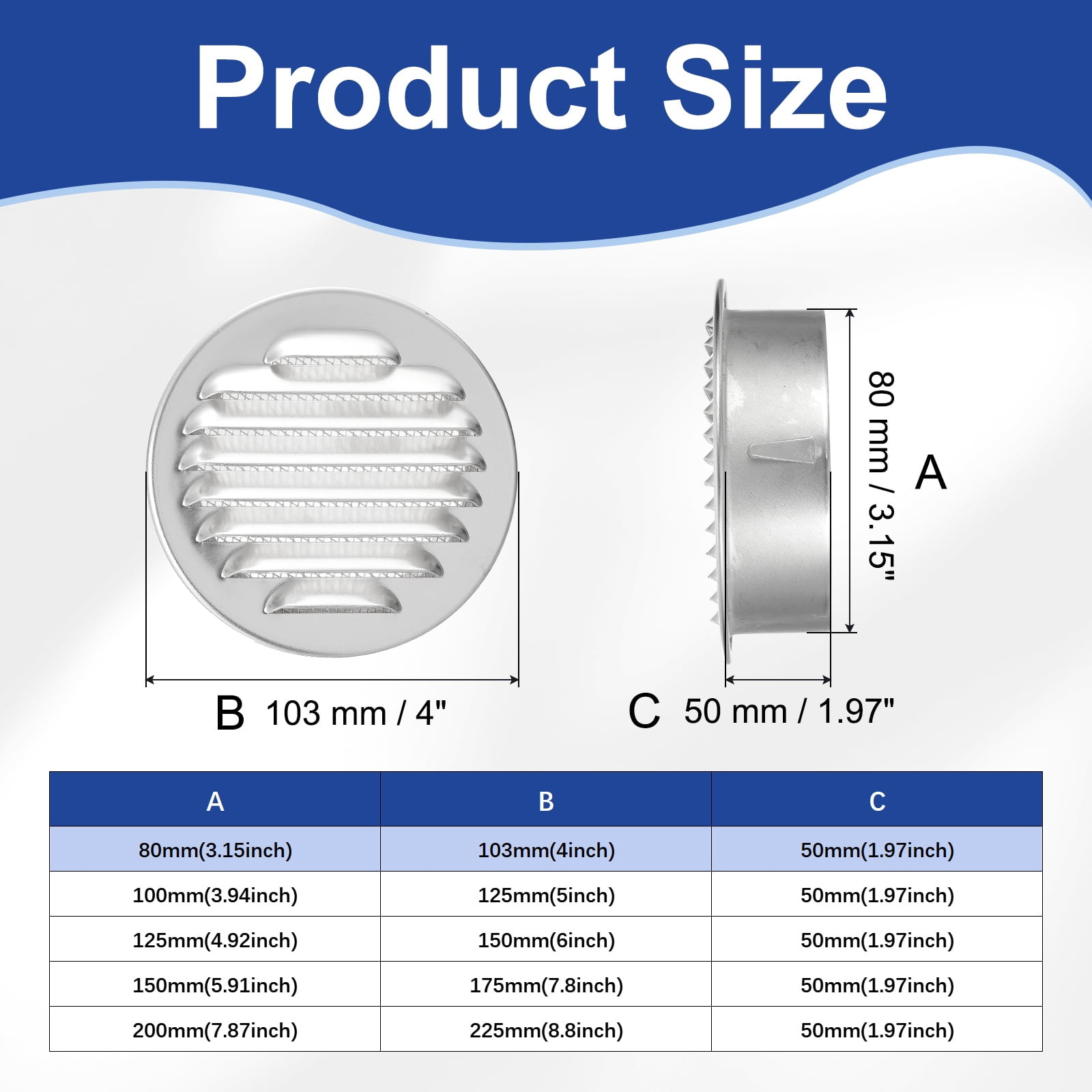 Uxcell 2Pcs 3" Aluminum Universal Louvered Vent Cover Ducting Air Vents Wall Outlet