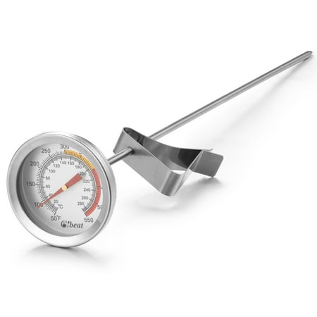 

Mulanimo 12 Fry Thermometer with Stainless Steel Food Grade Probe and Clip 2 Dial Temperature Range 50ºF to 550 ºF for Turkey BBQ