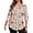 Beige-Floral, variant on WellSize 3/4 Sleeve Plus Size Womens Blouses Casual Floral Pleats Tops Summer Crewneck Shirts Tunic Curved Hem Blouses