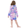 thumbnail image 4 of FORMRS Niños Bathrobe Unisex Hooded Robe Soft Plush Pajamas Sleepwear, Size 4-6T, Pastel Pink Marble Pattern, 4 of 7