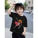thumbnail image 1 of Halloween T-shirt - Boys' Halloween Pumpkin Skull Graphic T-Shirt - Orange Short Sleeve Round Neck Casual Top with Playful Skeleton & Letter Print, Soft Breathable Fabric, 1 of 6
