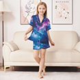 thumbnail image 6 of FORMRS Kids Short Sleeve Top and Pants Pajama Set Unisex Satin 2-Piece Sleepwear, Sizes 5-6Y, Galaxy Pattern, 6 of 8