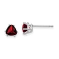 thumbnail image 3 of 14K White Gold Garnet Trillion Stud Earrings, 3 of 4