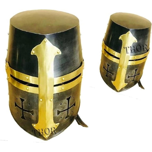 THOR INSTRUMENTS Black Templar Medieval Knight Crusader Armor Helmet Rustic Vintage Home Decor Gifts