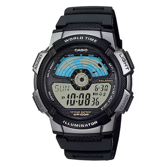 Casio Men's Digital Water Resistant Sport Multifunction Black Band AE1100W-1A