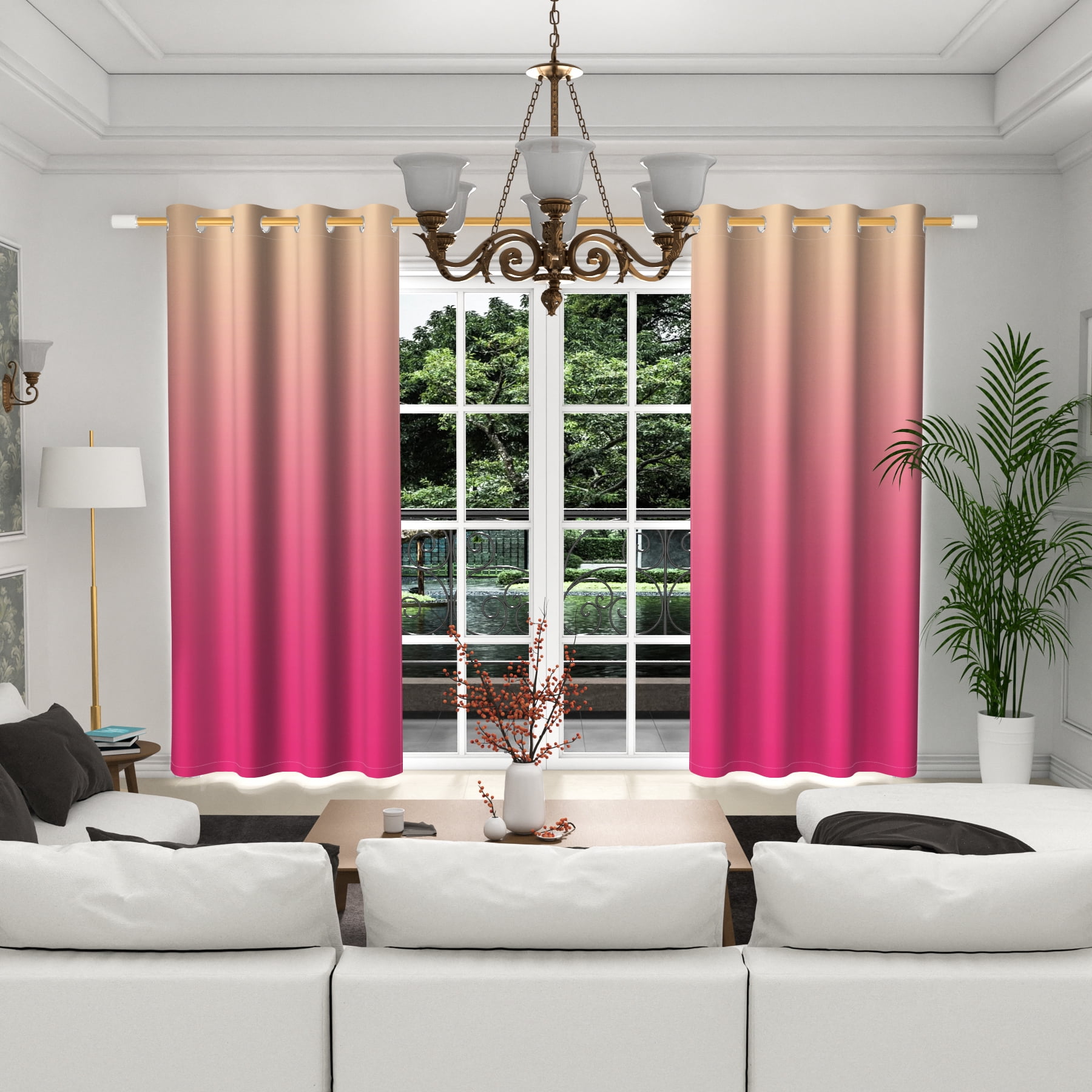 Lfeey Room Blackout Grommet Curtains for Living Room, 2 Panels, Pink, 42x63 inches
